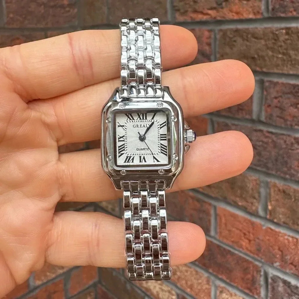 Panthere Classic Rectangle Stainless Steel Gold Watch - Picture 3 of 16